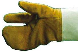 Leder-Dreifingerhandschuhe mit Stulpen